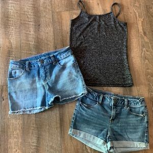 Girls Size 10/12 Bundle!! Mixed brands. 2 Jean shorts and 1 tank.